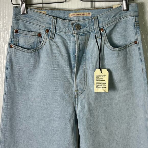 Levi’s Ribcage High Rise Distressed Straight Ankle Blue Jeans Ojai Shore 27 - Picture 5 of 13